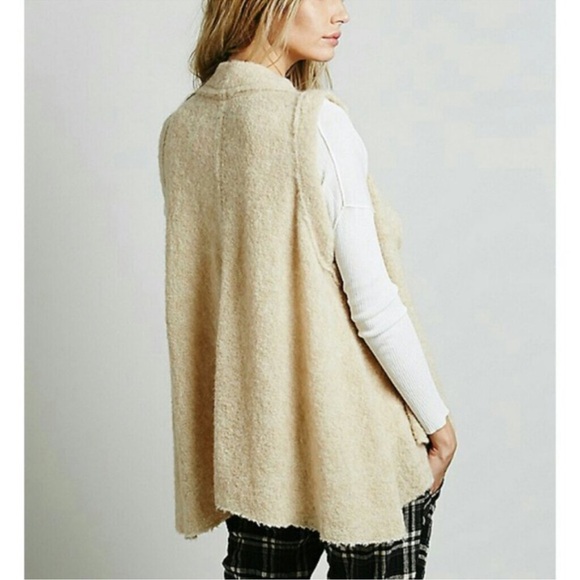 LFree People Stand and Deliver wool alpaca high neck drape cape vest sweater - Picture 6 of 10